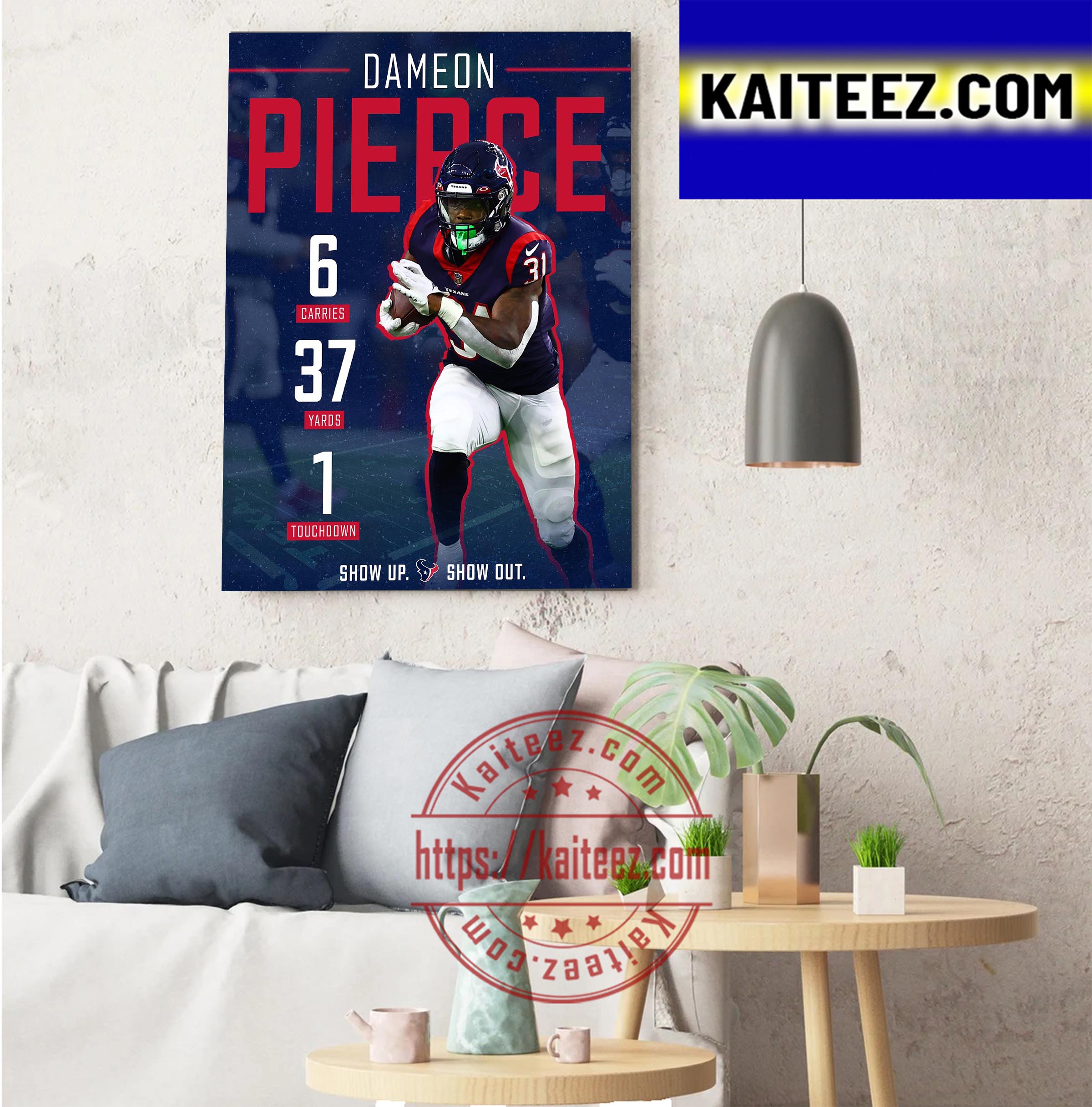 Dameon Pierce In Houston Texans On NFL ArtDecor Poster Canvas