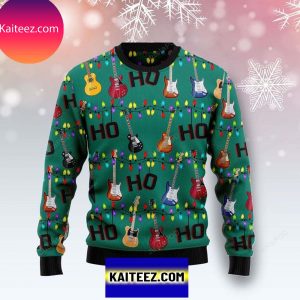 Electric Guitar Hohoho Christmas  Ugly Sweater