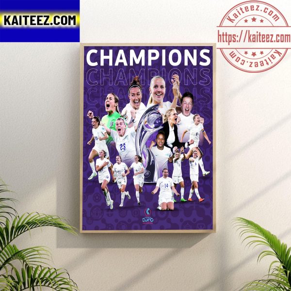 England Champions WEURO 2022 The First EURO Title Wall Decor Poster Canvas