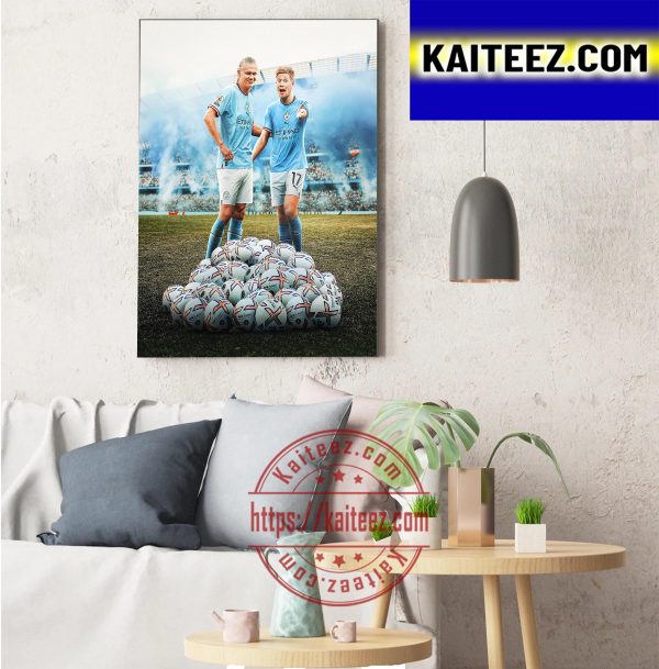 Erling Haaland vs Kevin De Bruyne Is Goal Of Premier League Decorations Poster Canvas