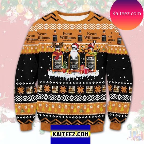 Evan Williams Bourbon 3D Christmas Ugly Sweater