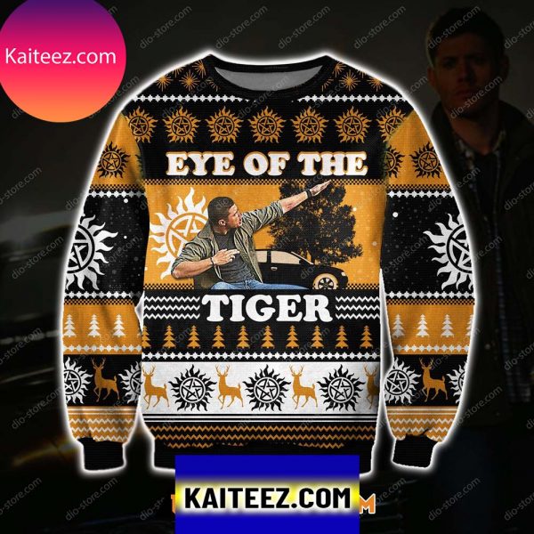 Eye Of The Tiger Knitting Pattern 3d Print Christmas Ugly Sweater