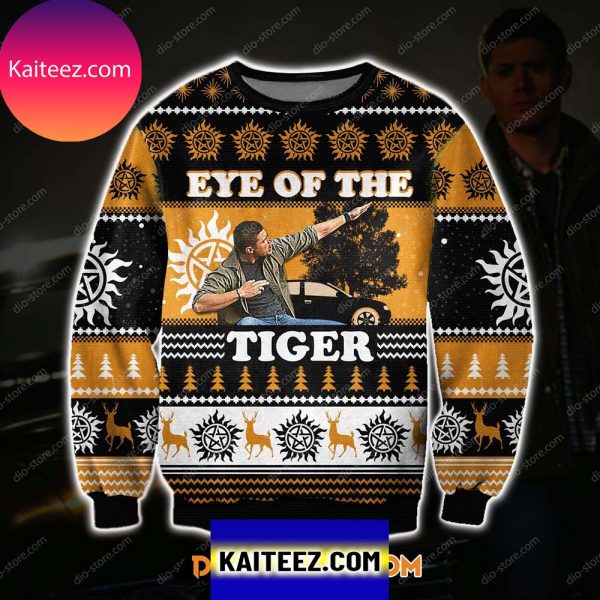 Eye Of The Tiger Knitting Pattern Print Christmas Ugly Sweater