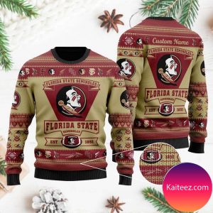 Florida State Seminoles Football Team Logo Personalized Christmas Ugly Sweater