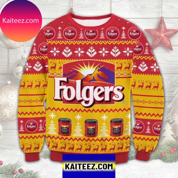 Folgers Coffee 3D Christmas Ugly Sweater