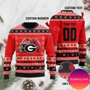 Georgia Bulldogs Custom Name &amp Number Personalized Christmas Ugly Sweater