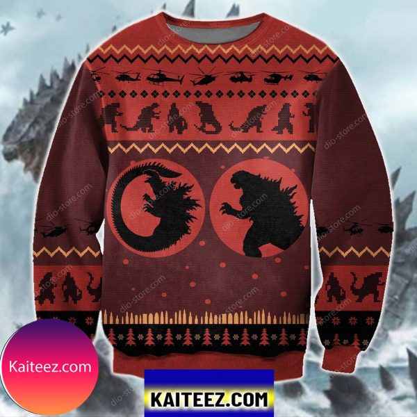 Gozilla Knitting Pattern 3d Print Christmas Ugly Sweater