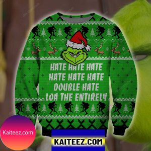 Grinch Hate Hate Hate Knitting Pattern 3d Print Christmas Ugly Sweater