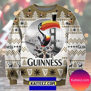 Guinness Time Parrot 3D Christmas Ugly Sweater