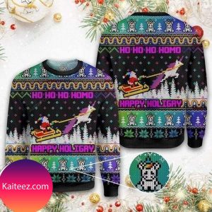 Ho Ho Homo Happy Holiday Santa Claus Christmas Ugly Sweater