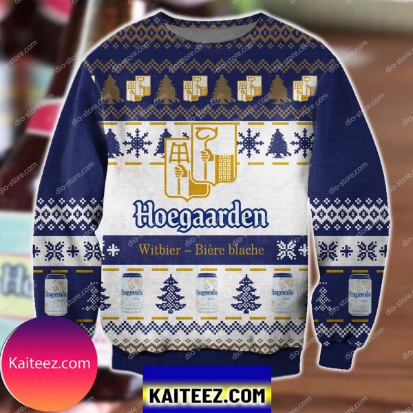 Hoegaarden White Knitting Pattern 3d Print Christmas Ugly Sweater