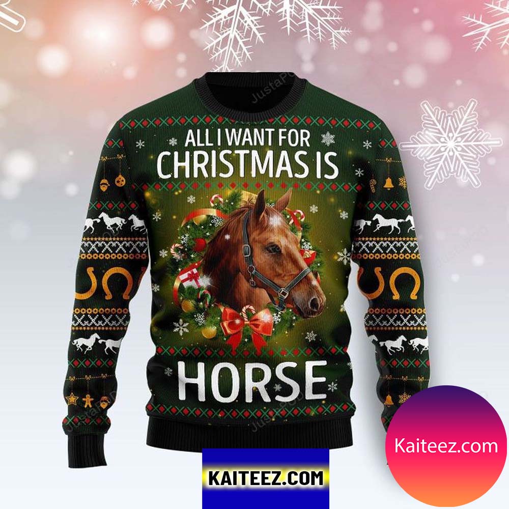 probleem verliezen Pilfer Horse All I Need For Christmas For Horse Lovers Christmas Ugly Sweater -  Kaiteez