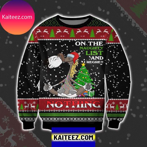 Horse Meditate On The Naughty List And I Regret Nothing Christmas Ugly Sweater