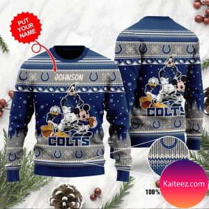 Indianapolis Colts Disney Donald Duck Mickey Mouse Goofy Personalized Christmas Ugly Sweater
