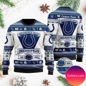 Indianapolis Colts Football Team Logo Custom Name Personalized  Christmas Ugly Sweater