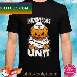 Intensive scare unit icu nurse crazy halloween pumpkin T-shirt