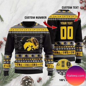 Iowa Hawkeyes Custom Name &amp Number Personalized  Christmas Ugly Sweater