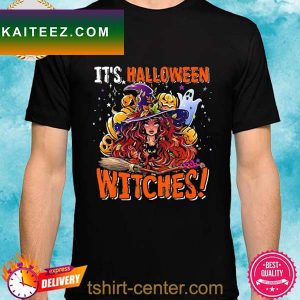 It’s halloween witches halloween witch with cat boo ghost T-shirt
