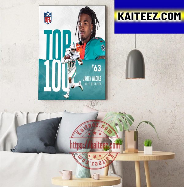 Jaylen Waddle In The NFL Top 100 Players Of 2022 Art Decor Poster Canvas