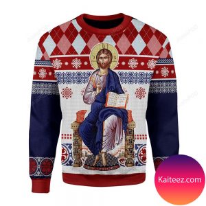 Jesus Evlogon Greek Byzantine Orthodox Christmas Ugly Sweater