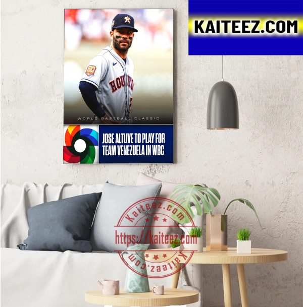 Jose Altuve Playing For Team Venezuela In 2023 WBC Decorations Poster Canvas