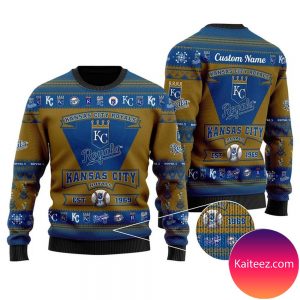 Kansas City Royals Football Team Logo Custom Name Personalized Christmas Ugly Sweater