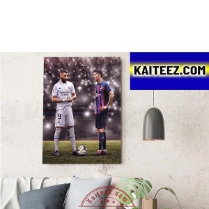 Karim Benzema And Robert Lewandowski In La Liga Decorations Poster Canvas