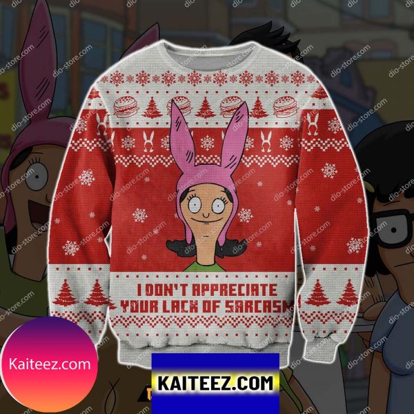Knitting Pattern Bob’s Burgers 3d Print Christmas Ugly Sweater