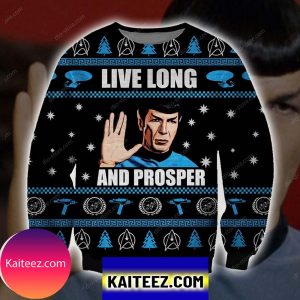 Live Long And Prosper Knitting Pattern 3d Print Christmas Ugly Sweater