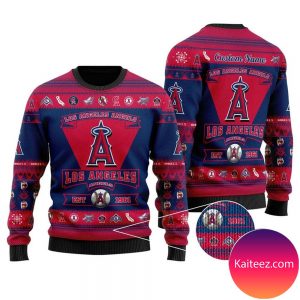 Los Angeles Angels Football Team Logo Custom Name Personalized Christmas Ugly Sweater