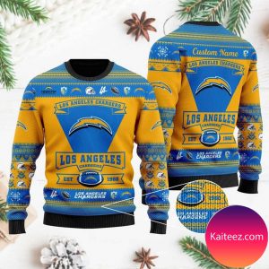 Los Angeles Chargers Football Team Logo Personalized Christmas Ugly Sweater