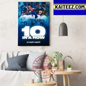 Los Angeles Dodgers 10 Wins In A Row Art Decor Poster Canvas