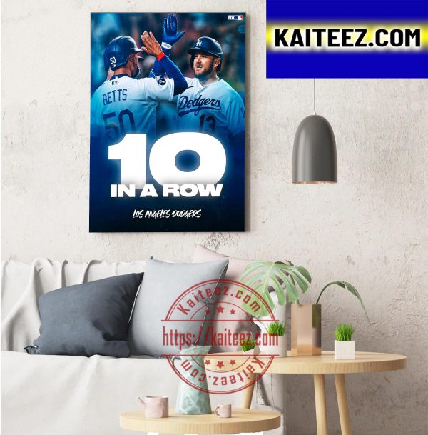 Los Angeles Dodgers 10 Wins In A Row Art Decor Poster Canvas