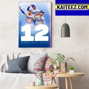 Los Angeles Dodgers 12 Straight Wins Art Decor Poster Canvas