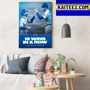 Los Angeles Dodgers 12 Wins In A Row Art Decor Poster Canvas