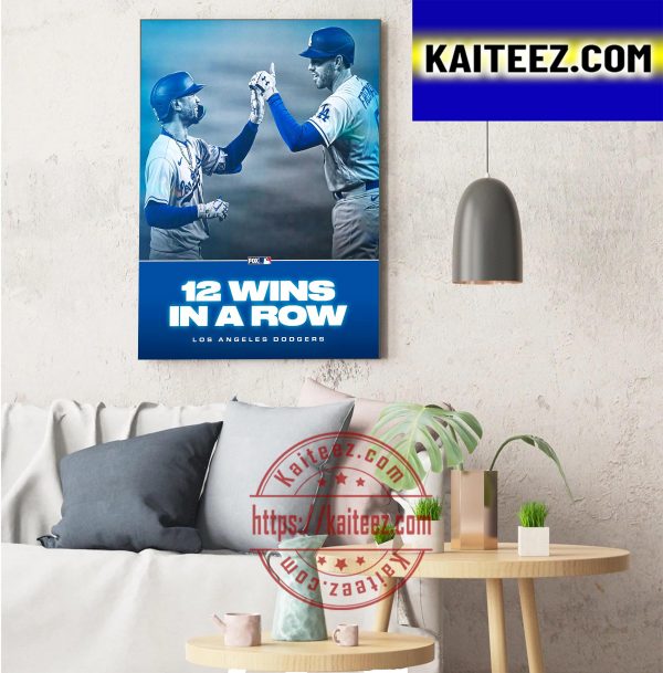 Los Angeles Dodgers 12 Wins In A Row Art Decor Poster Canvas