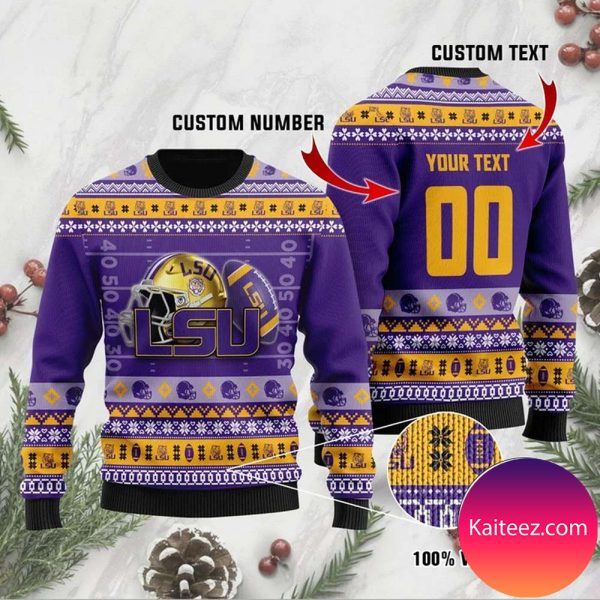 Lsu Tigers Custom Name &amp Number Personalized  Christmas Ugly Sweater