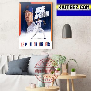 Max Scherzer Jersey Art New York Mets MLB Wall Art Home Decor Hand Made  Framed Poster Canvas Print(Stretched on Wood, 18x24)