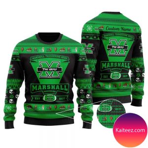 Marshall Thundering Herd Football Team Logo Personalized Christmas Ugly Sweater