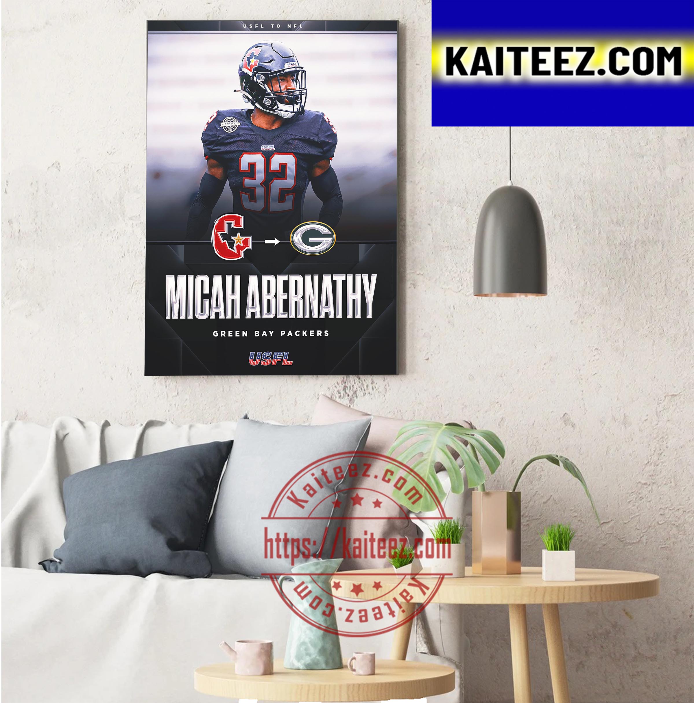 Micah Abernathy From Houston Gamblers to Green Bay Packers Vintage T-Shirt  - Kaiteez