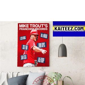Mike Trout Franchise Records Of Los Angeles Angels ArtDecor Poster Canvas