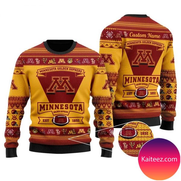 Minnesota Golden Gophers Football Team Logo Personalized Christmas Ugly Sweater