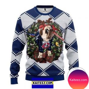Minnesota Twins Pug Dog Sweatshirt Knitted Christmas Ugly Sweater