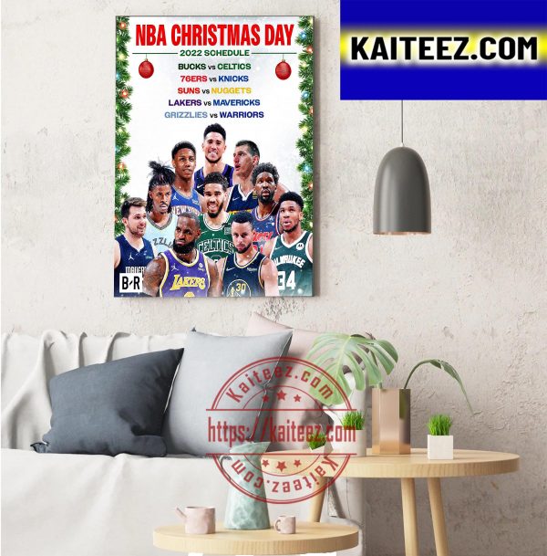 NBA Christmas Day 2022 Schedule Five Games Decorations Poster Canvas