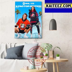 NHL 23 Cover Athletes Trevor Zegras vs Sarah Nurse ArtDecor Poster Canvas