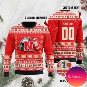 Nebraska Cornhuskers Custom Name &amp Number Personalized  Christmas Ugly Sweater