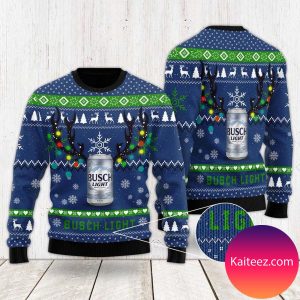 New 2022 Xmas Deer Busch Light Ugly Christmas Holiday Ugly Sweater