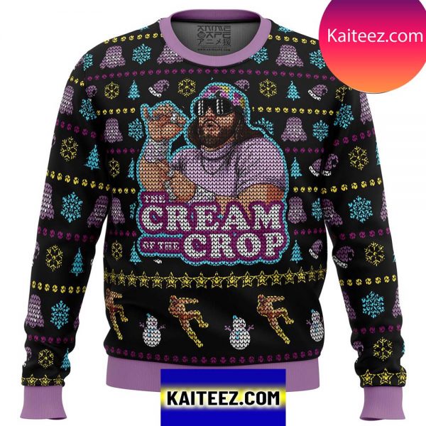 New The Cream of the Crop Macho Man Randy Savage Pro Wrestling  Christmas Ugly Sweater