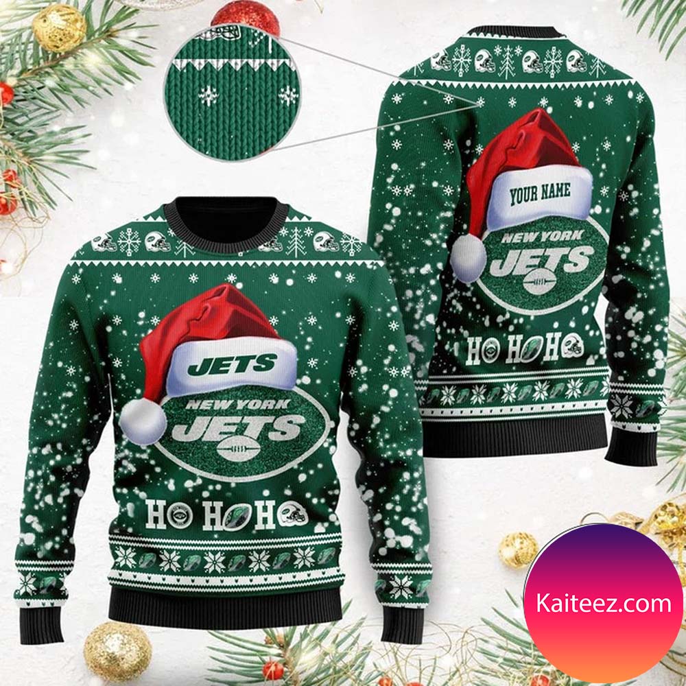 New York Jets Football Team Logo Custom Name Ugly Christmas Sweater  Christmas Gift For Sport Fans - Limotees