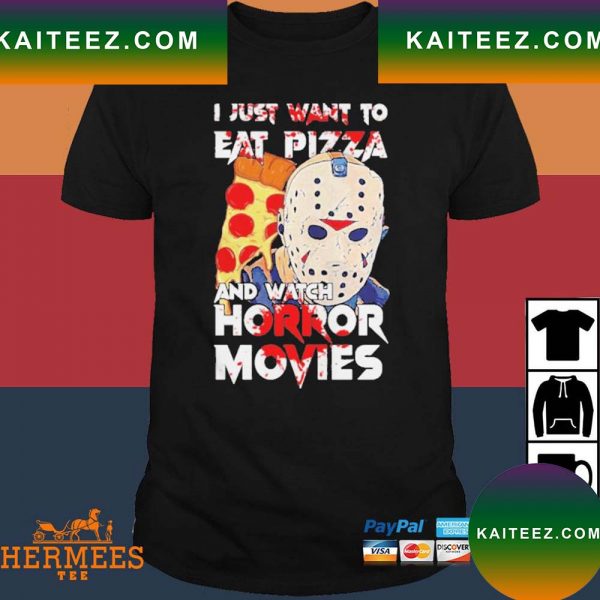 Official I Just Want To Eat Pizza And Watch Horror Movies Vintage T-Shirt